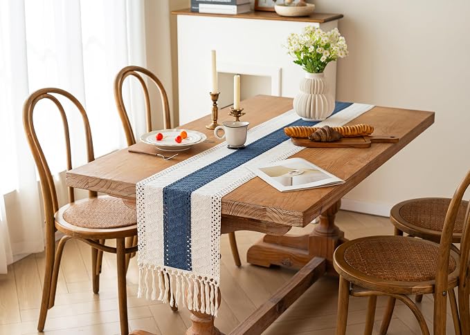 FEXIA Boho Blue Table Runner 60 Inches Long - Image 7