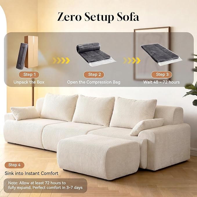 GRUSIGN 118'' Sectional Boneless Oversize Modular Couches, Curved Cloud - Image 8