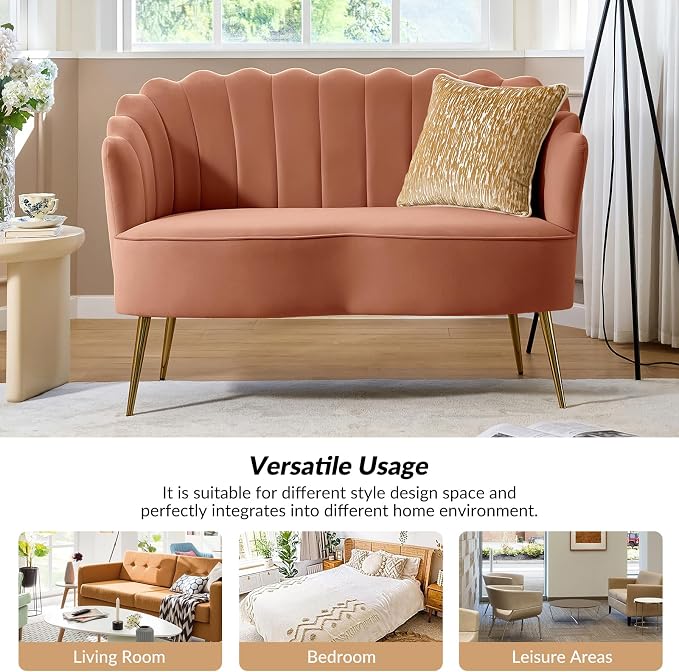 HULALA HOME Modern Velvet Loveseat Sofa - Image 6