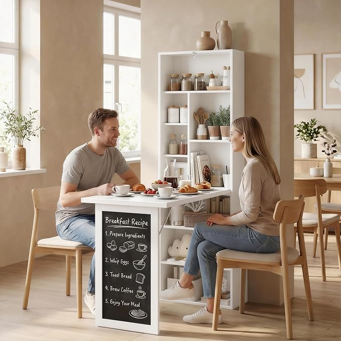 HOMCOM Foldable Convertible Writing Table, Wall Mounted Space-Saving Computer - Image 9