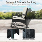 Tangkula 3 Pieces Outdoor Rocking Chairs Set, Rattan Heavy Duty Cushioned - Image 4