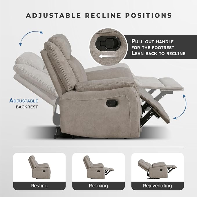 Lexicon Manual Double Reclining Sofa, Polished Microfiber Upholstered 3 Seater - Image 4