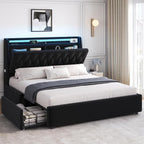 Queen LED Velvet Bed Frame by JOCOEVOL