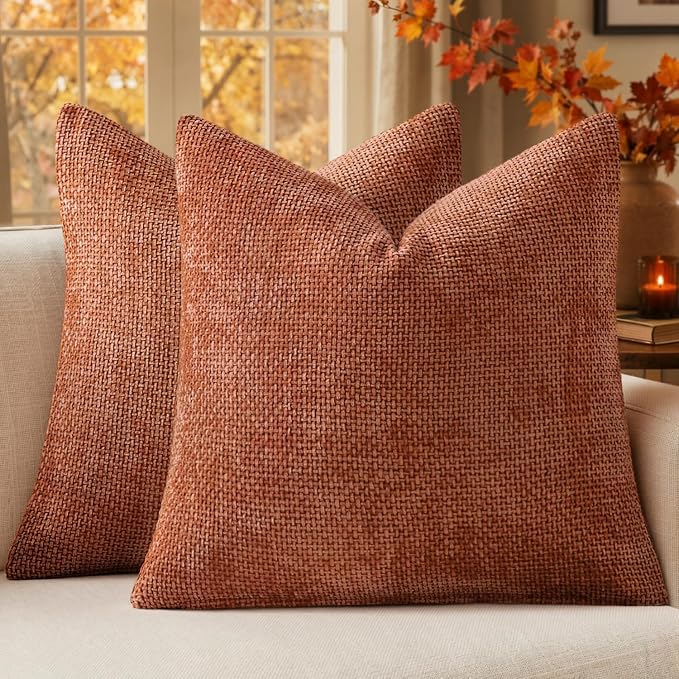MIULEE Fall Decorative Rust Couch Throw Pillow Covers 20x20 Inch 2 Pack | by MIULEE