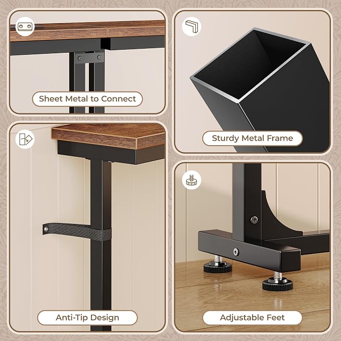 Huuger 78.7 Inch Height Adjustable Behind Couch Table - Image 9