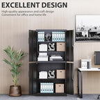 Metal Storage Cabinet with 3 Adjustable Shelves and 4 Doors, Steel Tool Cabinets - Image 7