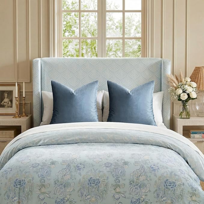 GIGIZAZA Stone Blue Velvet Throw Pillow Covers 24x24 Pack of 2 | Decorative - Image 6