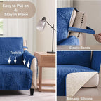 Blue Loveseat Covers for 2 Cushion Couch, Water-Repellent Sofa Slipcover for - Image 5