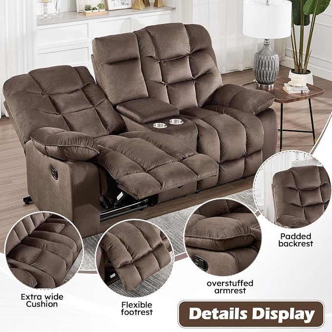 HAOMARKETS Manual Reclining Loveseat Sofa Set of 2 - Image 4