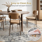 LOONGRUG Round Rug 5x5 Washable Neutral Modern Circle Area Rugs Grey Brown | - Image 4