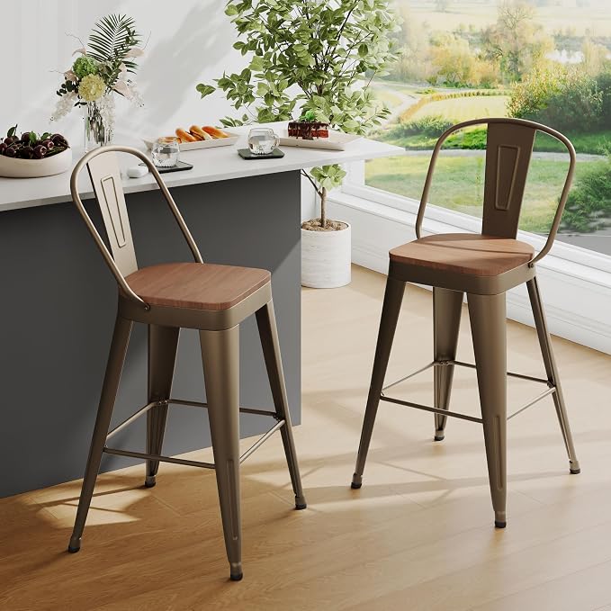 Andeworld Metal Bar Stools Set of 2, 30 inch Bar Height Barstools - Image 3