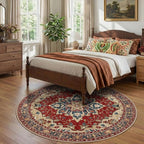 RELEANY Washable Area Rug, Round 7ft, Water Repellent, Pet Friendly, Vintage - Image 2