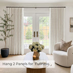 INOVADAY Linen Textured 100% Blackout Sliding Door Curtains 102x90 Cream | 1 - Image 4