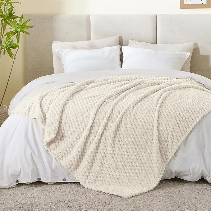 BEDELITE Cream Throw Blanket for Couch, Soft Cozy Gifts for Women, 50 * 60 | 3D - Image 5