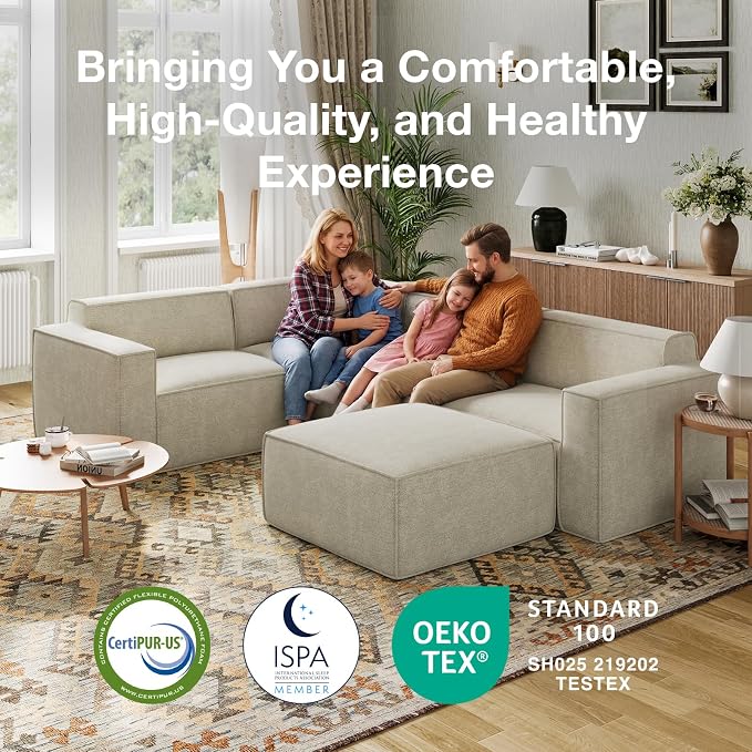 Novilla 109" Modular Sectional Sofa, No Assembly Cloud Sectional Couch - Image 12