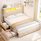 Queen Upholstered LED Bed Frame - Image 3