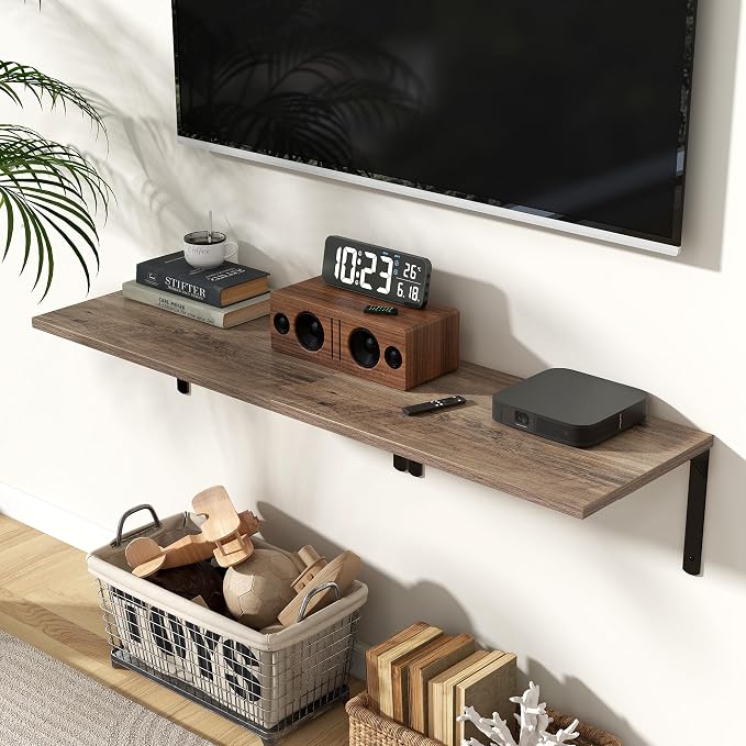 Fun Memories Floating Shelves for Wall, 12 Inch Deep Floating Shelves Set of 2 - Image 2