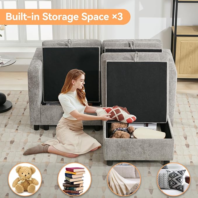 WUTUTUEE 58”Modular Sectional Loveseat Sofa - Image 4