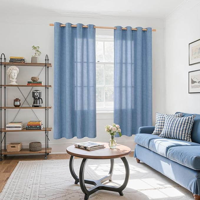 YoungsTex Denim Blue Linen Curtains 72 Inch Length - Image 2