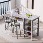 AWQM 3-Piece Bar Table and Chairs Set, Modern Glay Table - Image 2