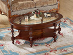 Traditional Solid Wood Oval Coffee Table, Elegant Center Table - Image 2