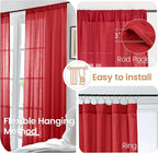 BGment Red Kitchen Curtains 36 Inch Length, Short Semi Sheer Drapes Lightweight - Image 6