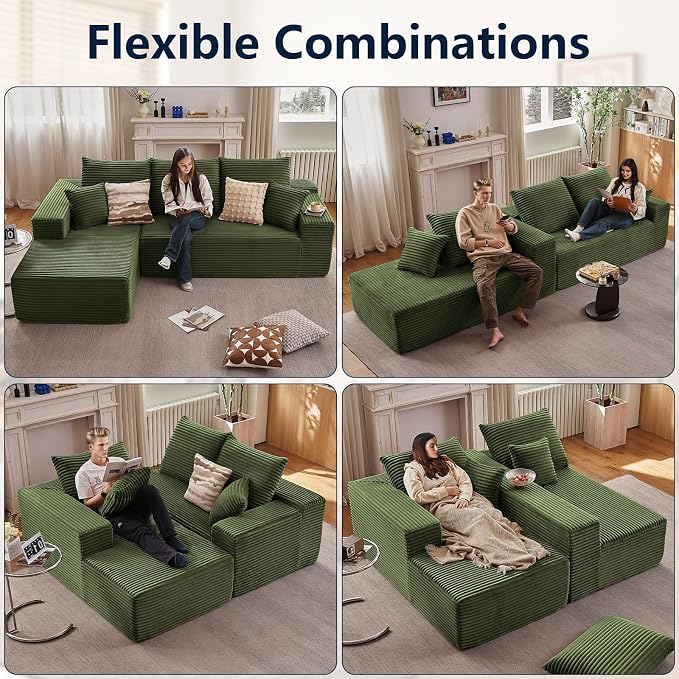 108” Cloud Sectional Couch, Boneless Sofa - Image 3