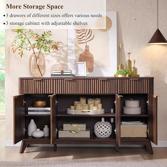 T4TREAM Fluted Buffet Sideboard Cabinet - Image 4