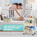 2In1 Baby Diaper Caddy & 3-Tier Rolling Cart, Diaper Caddy Organizer Carts - Image 4