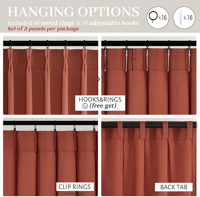 PleatedDrapes Decorative Burnt Orange Sheer Curtains 96 Inches Long - Image 4