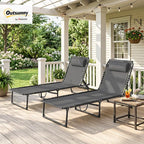 Outsunny Folding Chaise Lounge Chair Set of 2, Patio Sun Tanning Chair - Image 2
