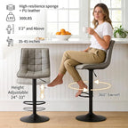 FIRAVOE Swivel Bar Stools Set of 3, Modern Adjustable Bar Stools - Image 3