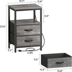 Huuger Nightstand with Charging Station, Fabric Drawers, End Table with Open - Image 2