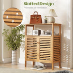 Tangkula Bamboo Floor Cabinet, Bathroom Storage Cabinet - Image 6