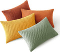 MIULEE Fall Decorative Lumbar Pillow Covers Yellow Rust Green 12x20 | Set of 4 by MIULEE