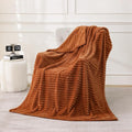 Burnt Orange Fleece Throw Blanket 50”×60” by linecooo