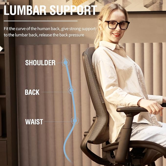 ELABEST T96 Mesh Office Chair, Ergonomic Computer Desk Chair, Sturdy Task - Image 4