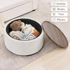 29.5 Inch Round Storage Ottoman Coffee Table, Modern Circle Coffee Table - Image 5
