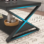 HSH Black Modern Minimalist Metal Wood Living Room Table - Image 8
