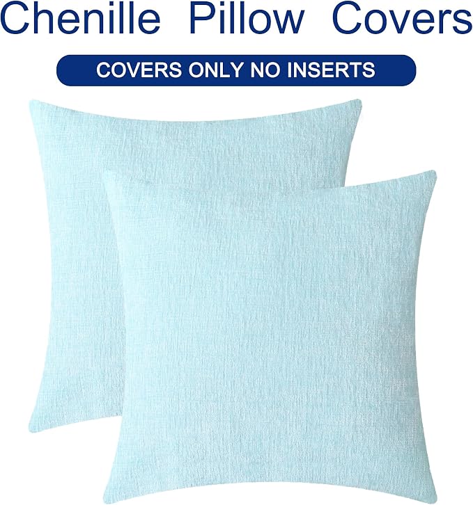 CaliTime Decorative Throw Pillow Covers 22 X 22 Inches Light Blue Grey | Pack - Image 6