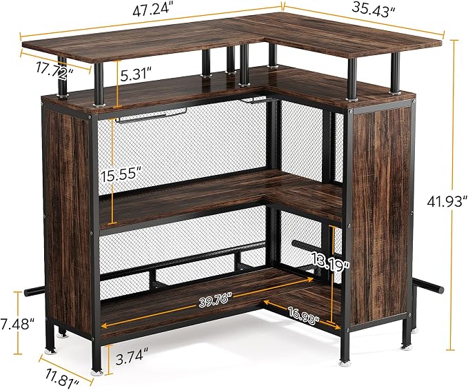 LITTLE TREE Home Bar Unit Mini Liquor Table Cabinet - Image 3