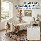 49" Small Loveseat Sofa for Small Spaces, Mid Century Modern Sofa, Linen - Image 4