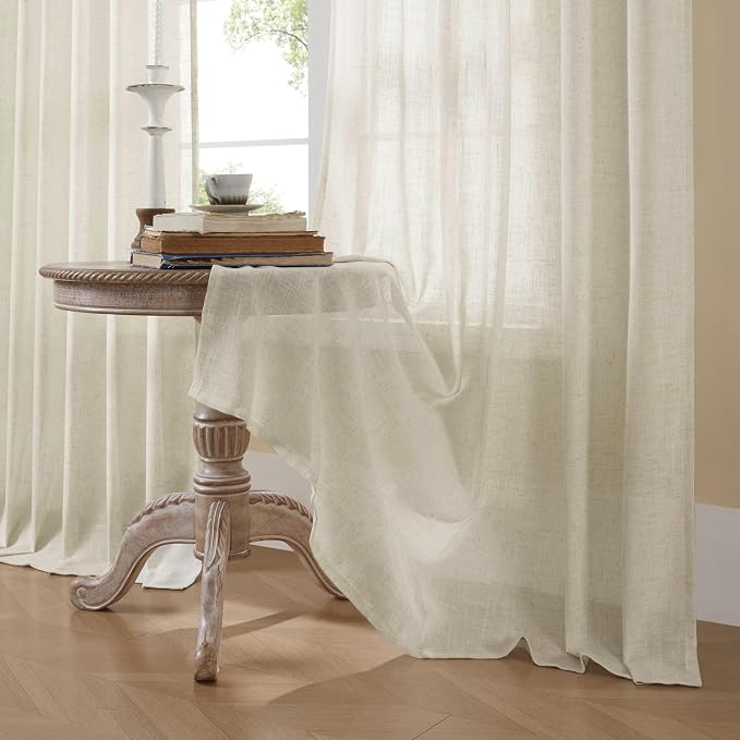 Joydeco Linen Curtains 72 Inch Length 2 Panel Sets, Light Filtering Curtains - Image 5
