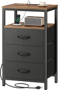 Huuger Nightstand with Charging Station, 27.6 Inch End Table Bedside Table with by Huuger