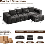 119" Boneless Couch, Oversized Cloud L Shaped Couch, Modular Sectional 4 Seater - Image 2