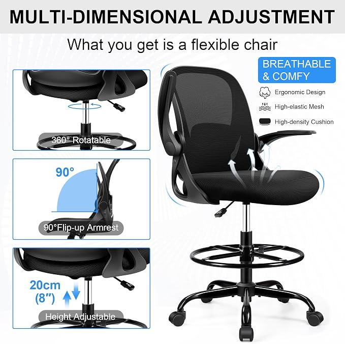 Drafting Chair Tall Office Chair - Image 5