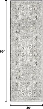 Madane Hallway Runner 3x8, Kitchen Rugs Washable Entry Rug, Ivory/Brown | - Image 2