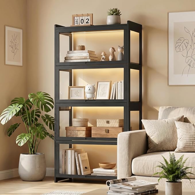 Magshion Display Cabinet with Acrylic Doors, 4-Tier Curio Cabinet by Magshion