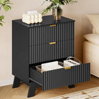 BORNOON Fluted 3 Drawer Dresser, 30.3" Tall Compact Modern Boho Chest of Drawers - Image 4