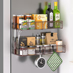 Magnetic Spice Rack for Refrigerator, 2 Pack 100% Metal Strong Magnet Shelf by DTUQYX